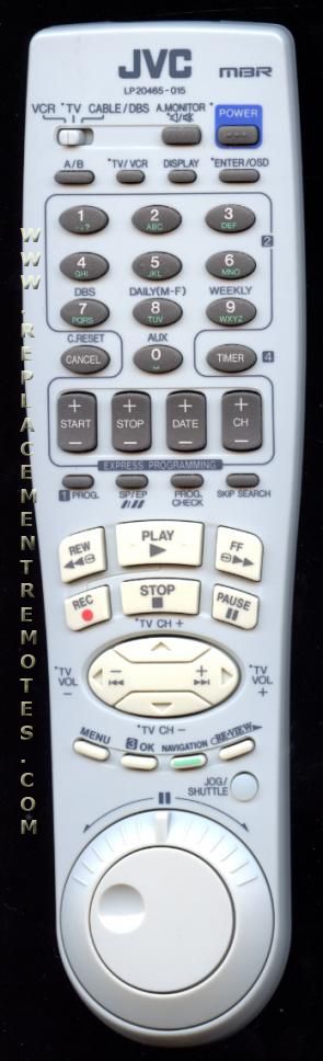 JVC LP20465015A VCR Remote Control