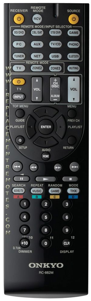 ONKYO RC882M Audio/Video Receiver Remote Control