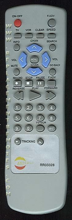 ANDERIC RR03328 RCA/GE/PRO VCR Remote Control