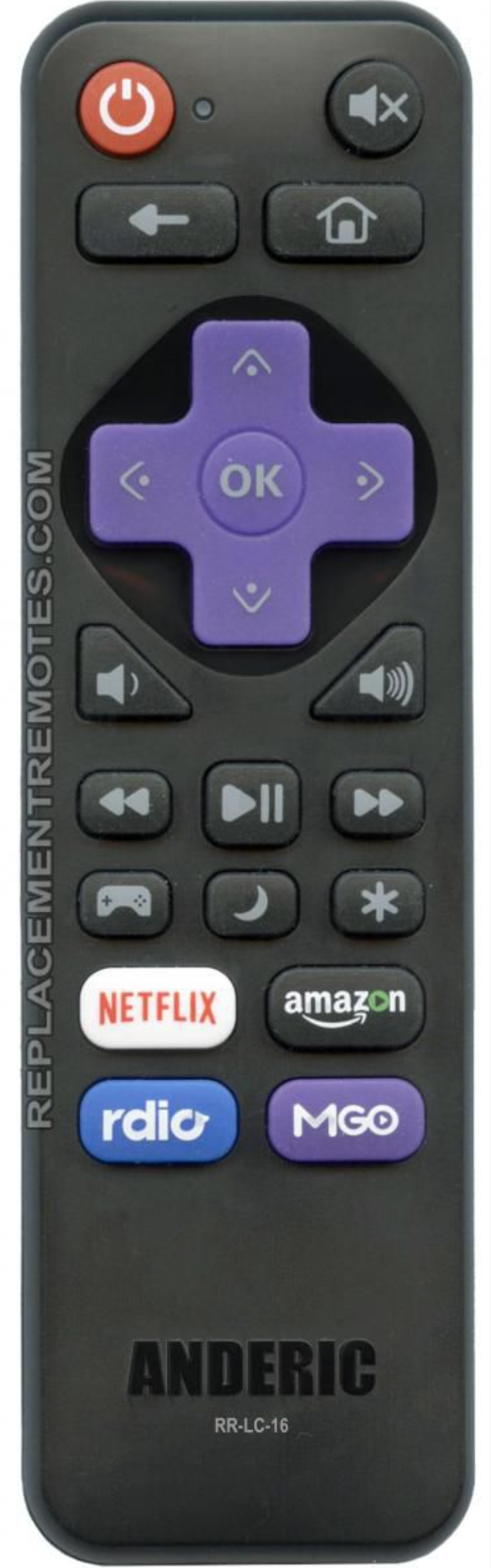 ANDERIC RR-LC-16 with GAME key for Sharp Roku Enhanced TV Remote Control