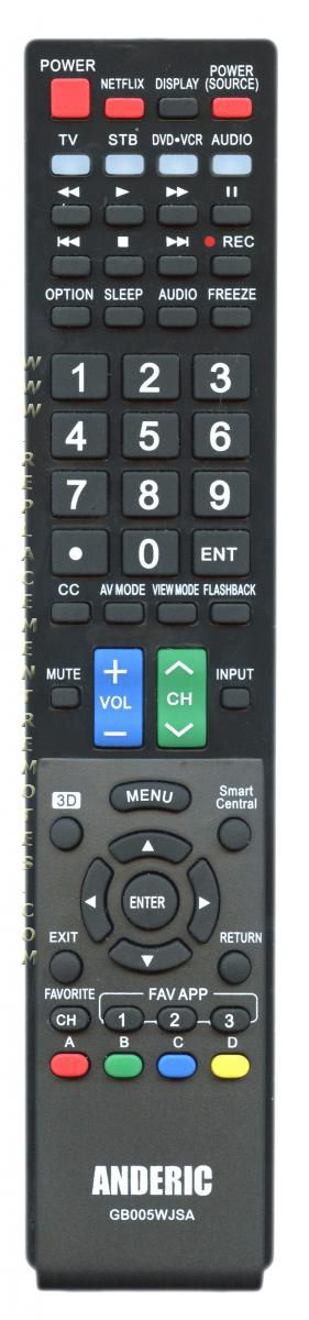 ANDERIC GB005WJSA for Sharp TV Remote Control