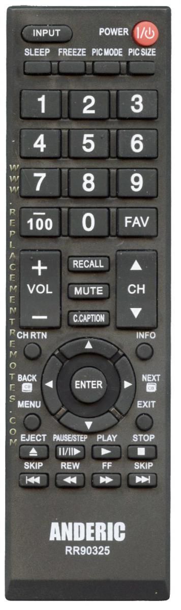 ANDERIC RR90325 for Toshiba TV Remote Control