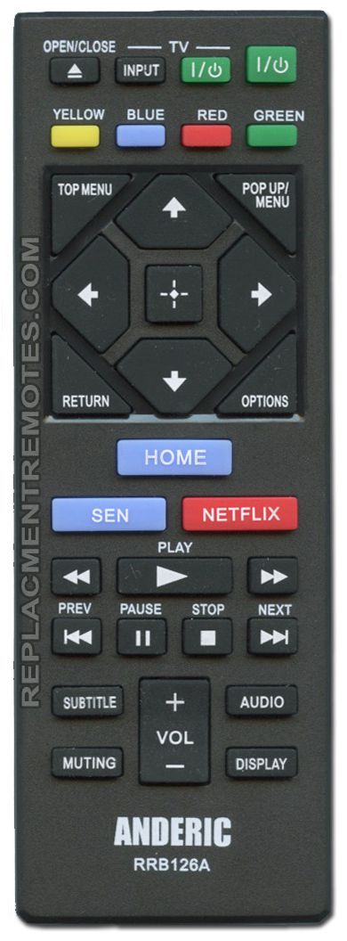 ANDERIC RRB126A for Sony Blu-Ray DVD Player Remote Control