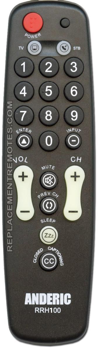 ANDERIC RRH100 Hospitality TV 1-Device Universal Remote Control