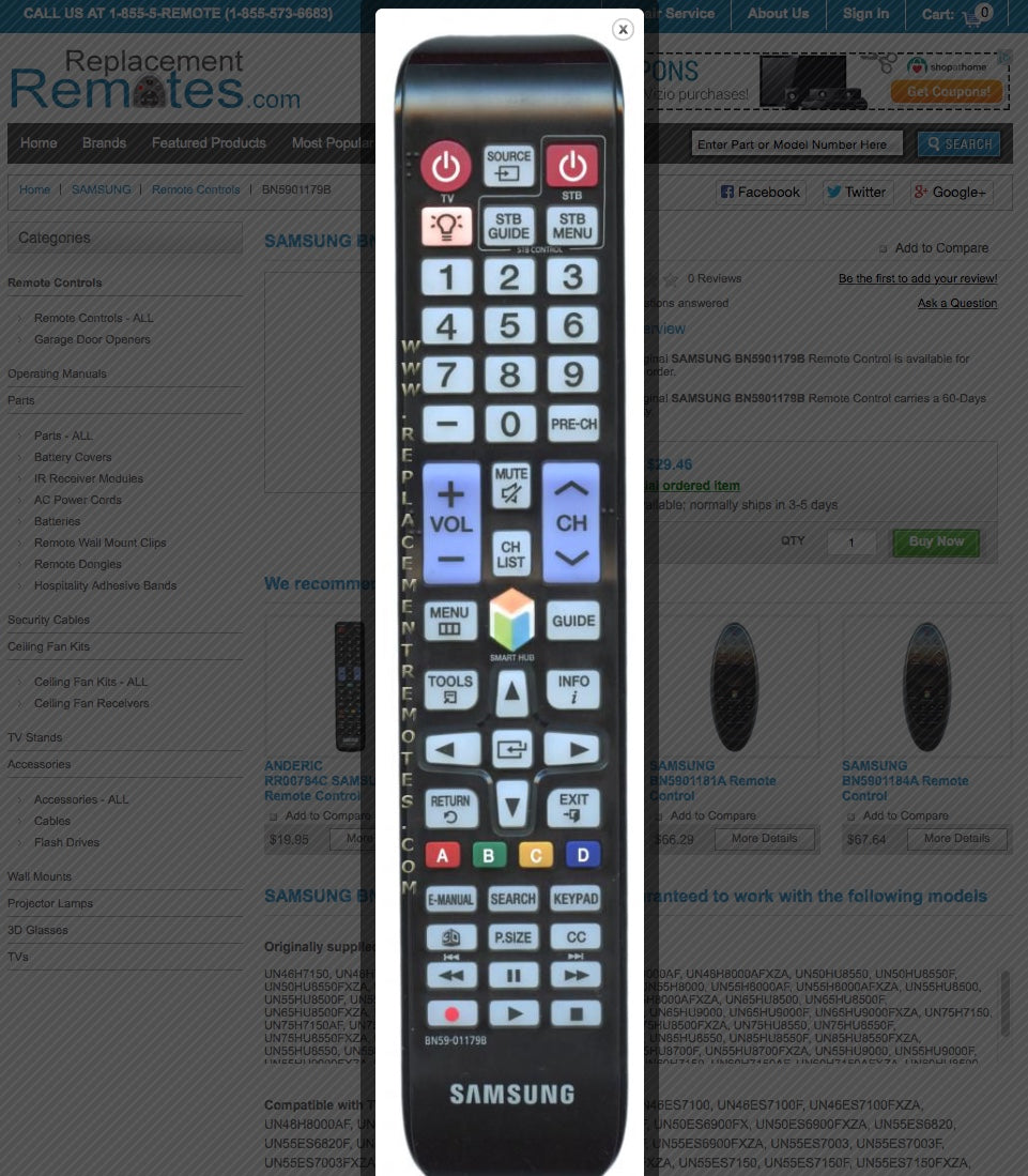 SAMSUNG BN5901179B TV Remote Control