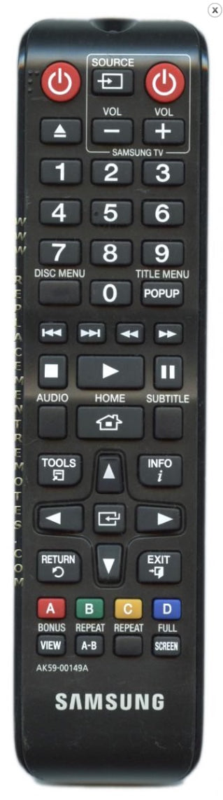 SAMSUNG AK5900149A Blu-Ray DVD Player Remote