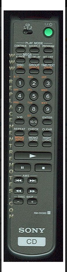 SONY RMDX300 CD Player Remote Control PN: 141841912