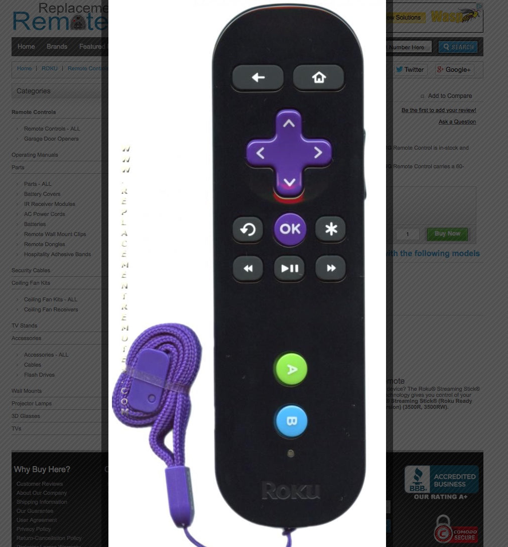 ROKU STREAMING Stick Remote Control