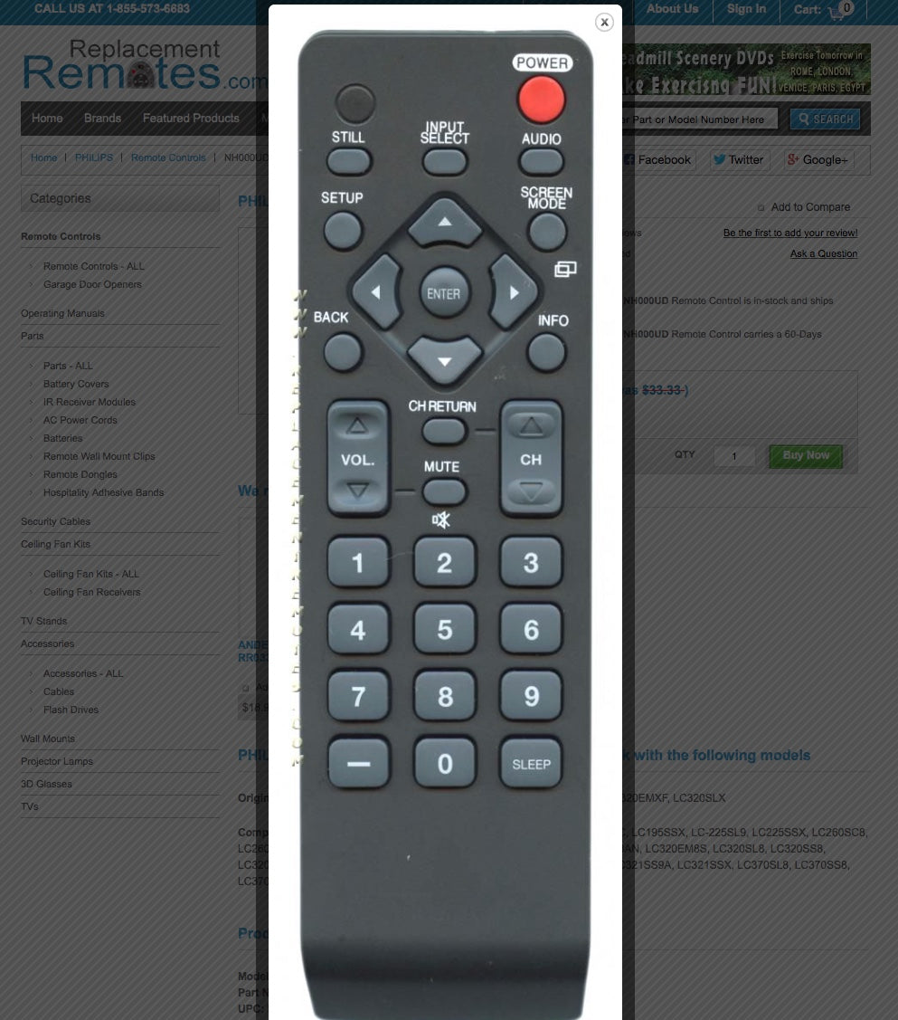 PHILIPS NH000UD TV Remote Control