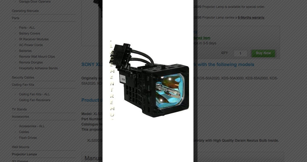 SONY XL-5200 Projection TV Projector Lamp