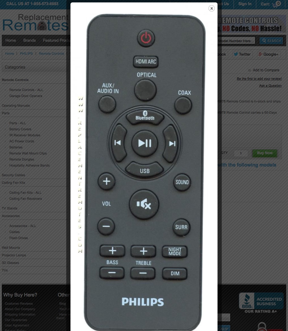 PHILIPS 996580000975 Home Theater System Remote Control