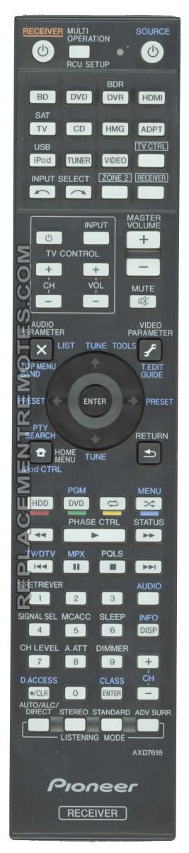 PIONEER AXD7616 Audio/Video Receiver Remote Control