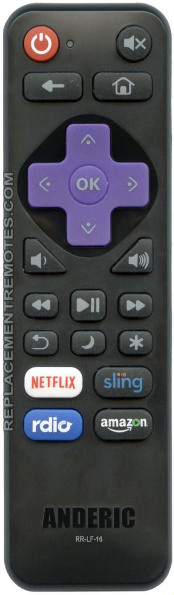 ANDERIC RR-LF-16 for LG/TCL/Haier/Hitachi Roku Enhanced TV Remote Control