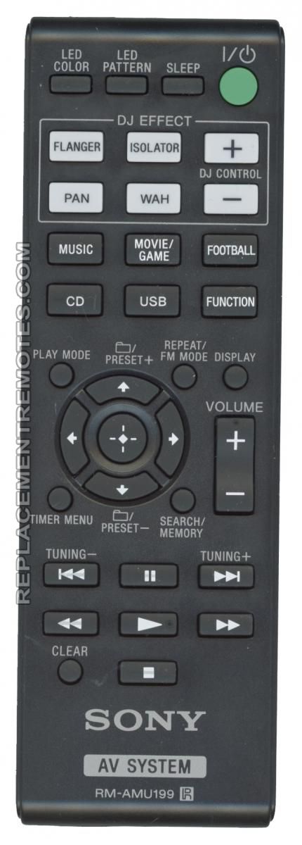 SONY RMAMU199 Audio/Video Receiver Remote Control