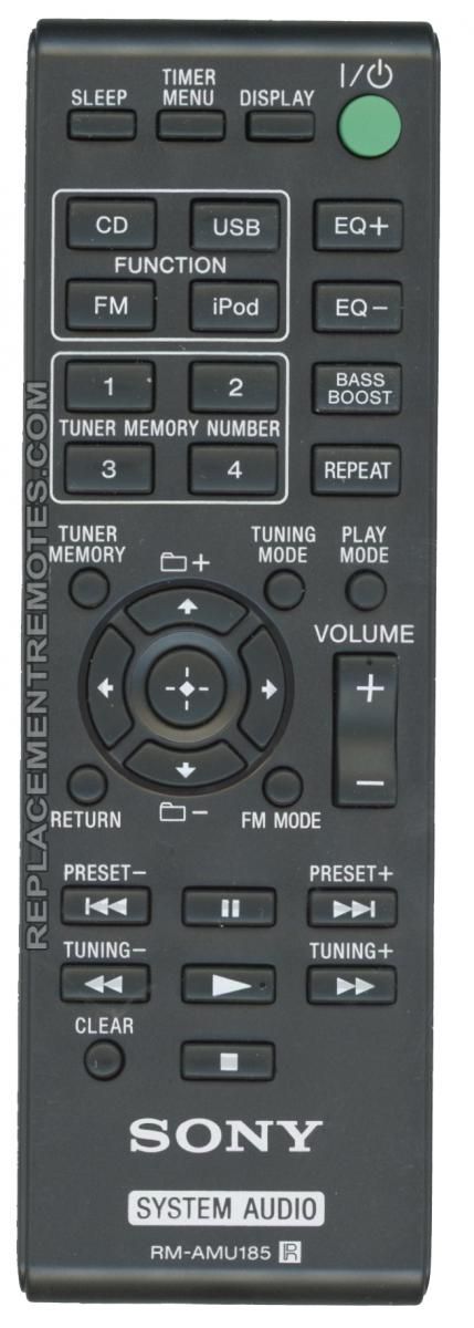 SONY RMAMU185 Audio System Remote Control