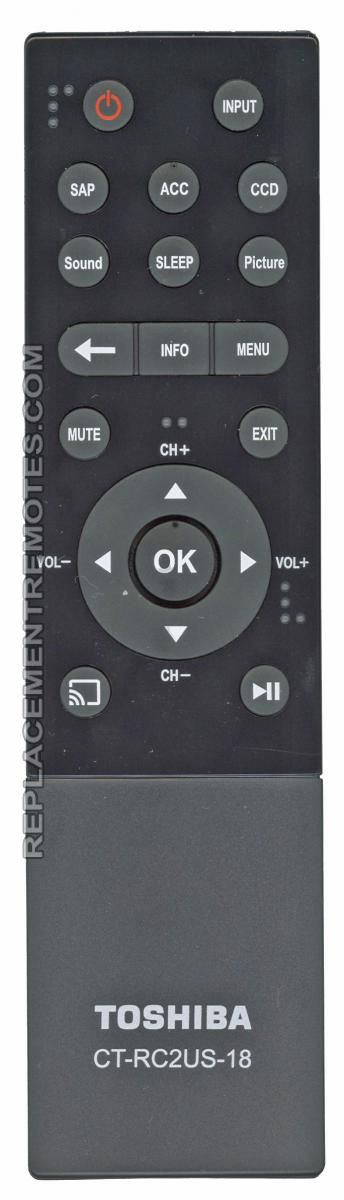 TOSHIBA CTRC2US17 TV Remote Control