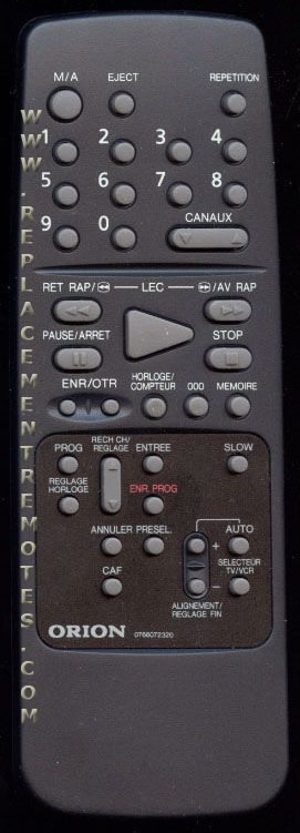 Orion 0766072320 VCR Remote Control