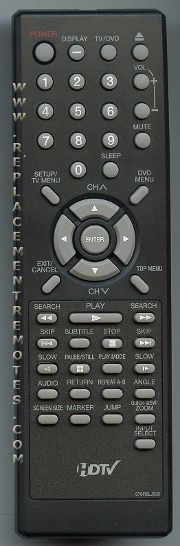 SANSUI 076R0LJ030 TV/DVD Remote Control