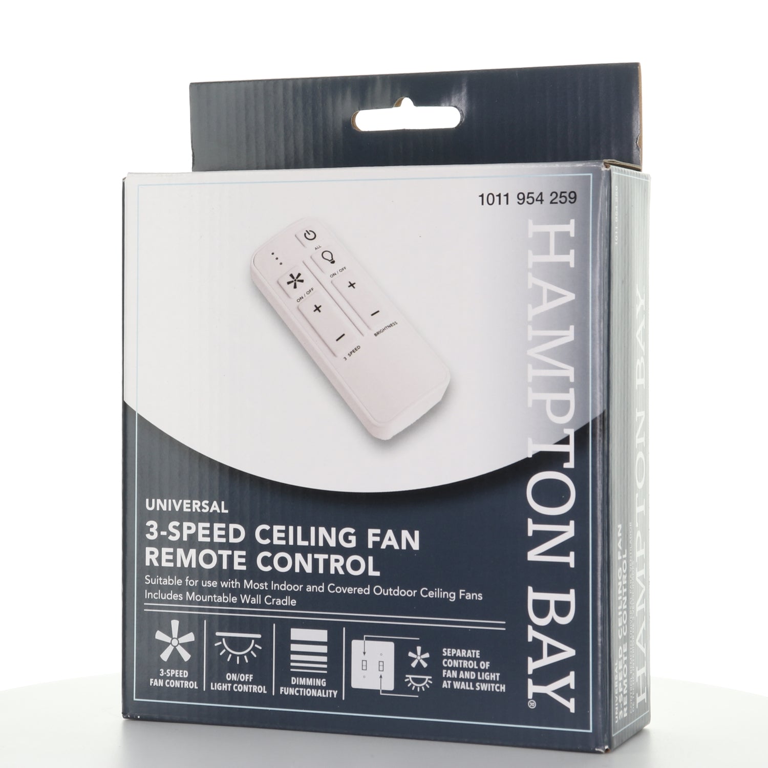 Hampton Bay White Universal 3-speed Damp Rated Ceiling Fan Remote Control with Dimmer