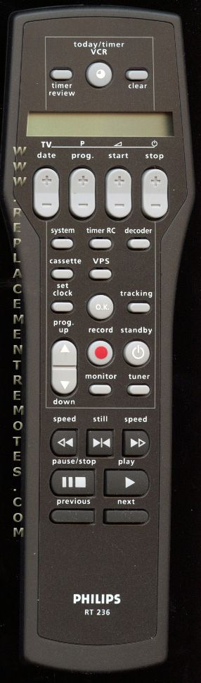 Philips RT236 VCR Remote Control