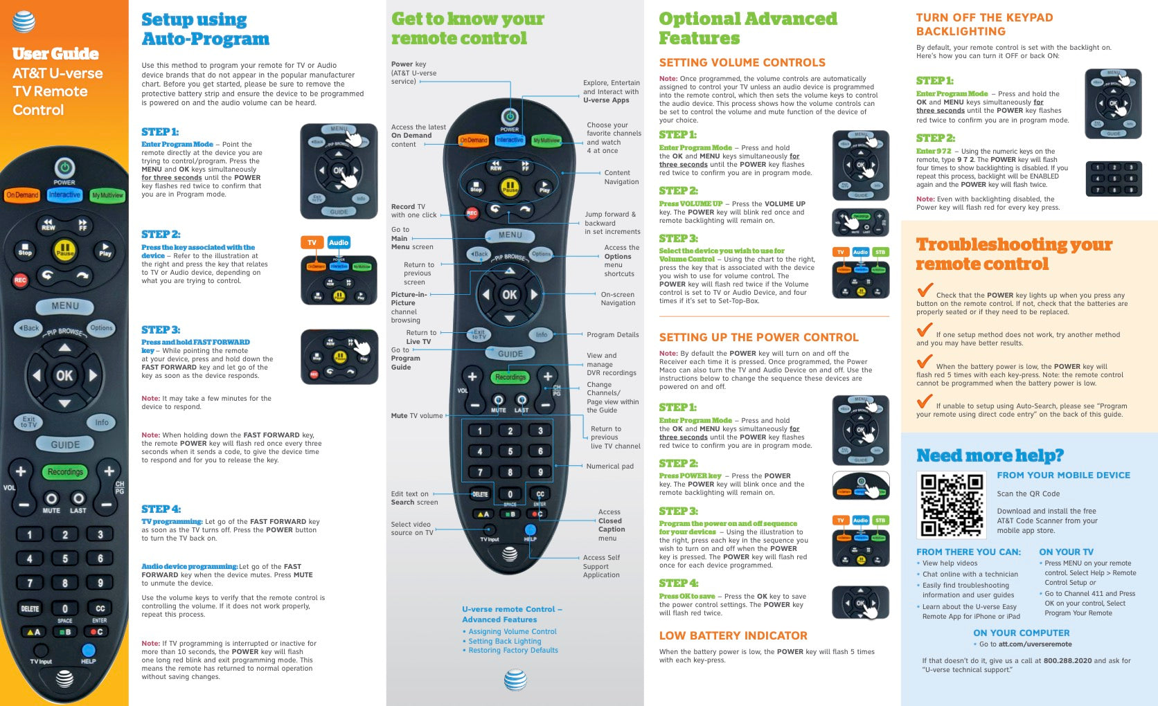 AT&T S30S1B U-VERSE Cable Remote Control - 5601BC0001R