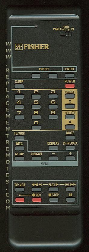 Fisher 6102378399 VCR Remote Control