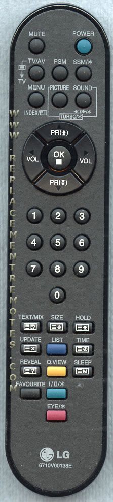 LG 6710V00138E TV Remote Control