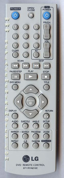 LG 6711R1N210C DVD Remote Control