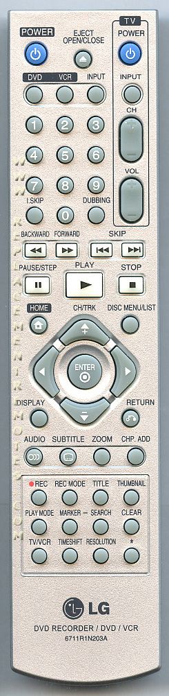 LG 6711R1N203A DVDR Remote Control