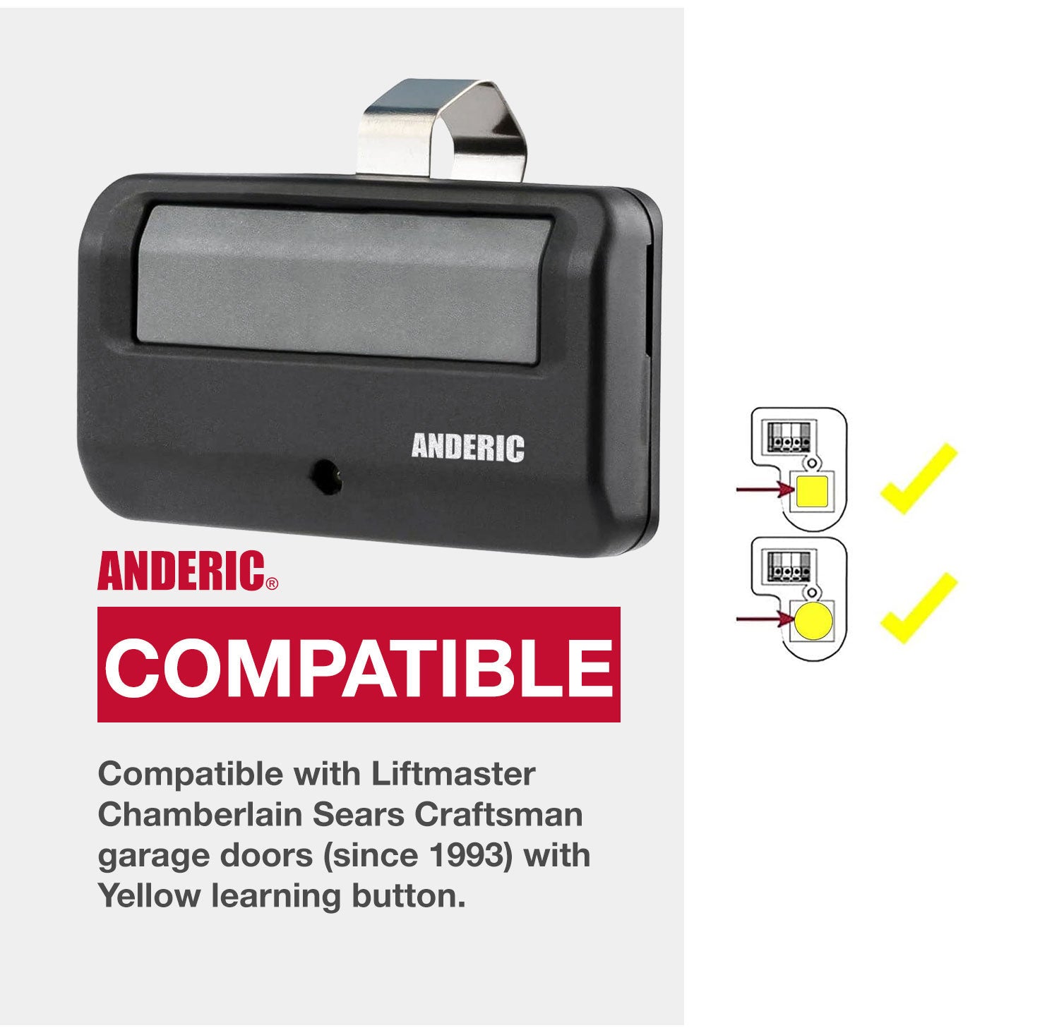 891LM / 950ESTD Garage Door Opener Remote Control for Liftmaster® Chamberlain® Sears® Craftsman® with Yellow Learning Button