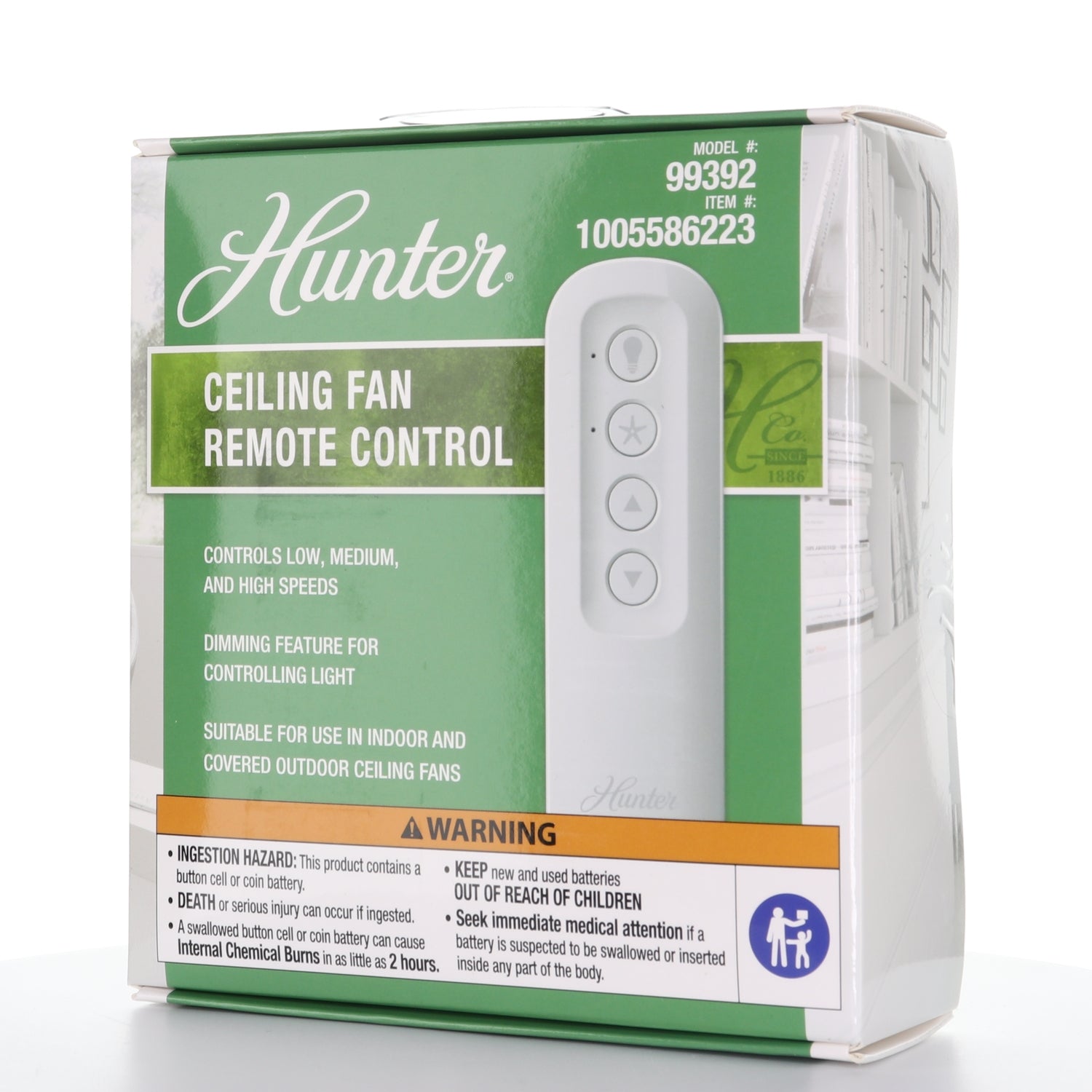 Hunter Universal 3 Speed Ceiling Fan Kit with Handheld Remote Control - White - Damp Rated - 99392