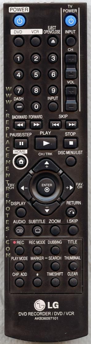 LG AKB36097101 DVDR Remote Control