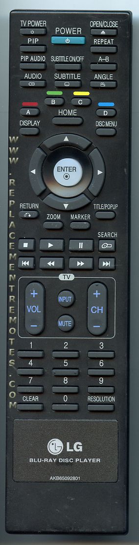 LG AKB65092801 TV Remote Control