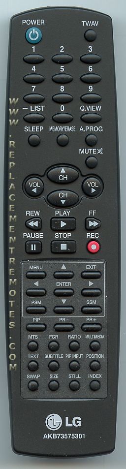 LG AKB73575301 TV/VCR Remote Control