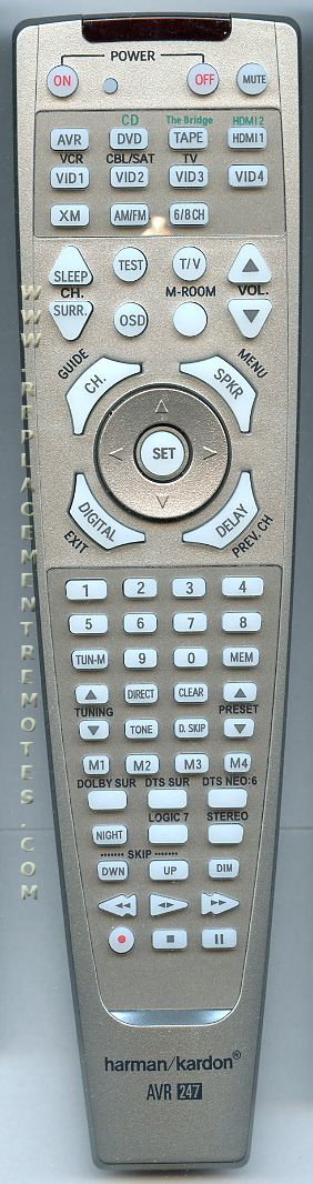 Harman-Kardon AVR247 Receiver Remote Control