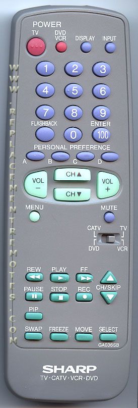 Sharp GA036SB TV Remote Control