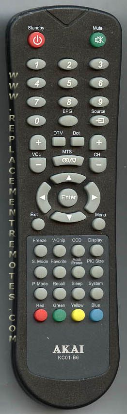 Akai KC01B6 TV Remote Control