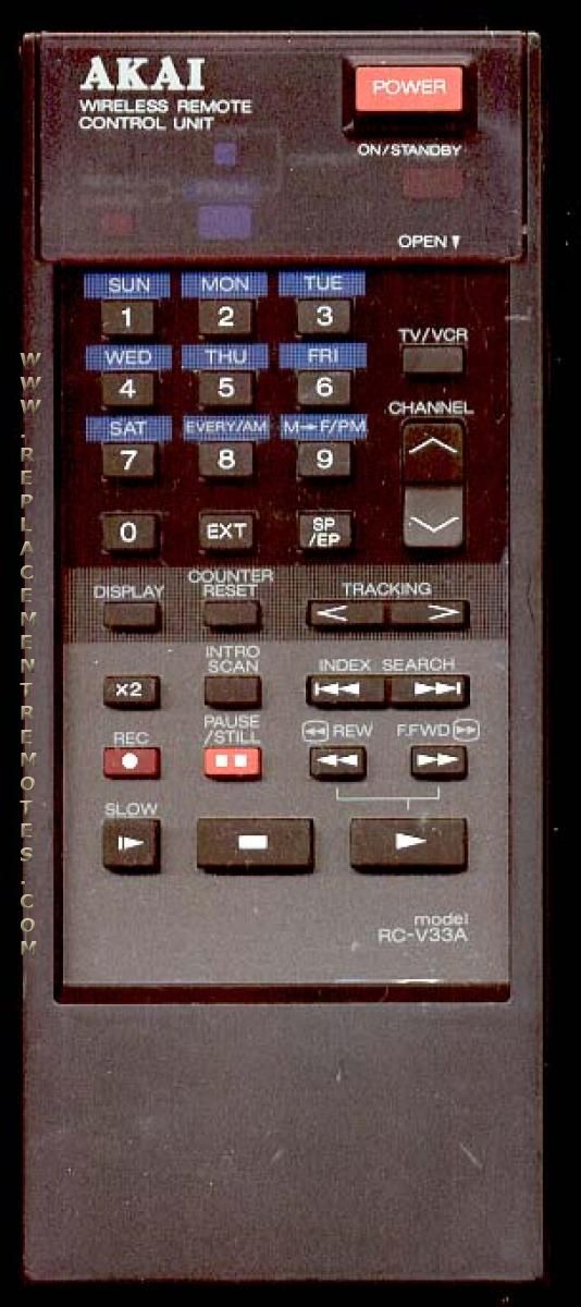 Akai RCV33A VCR Remote Control