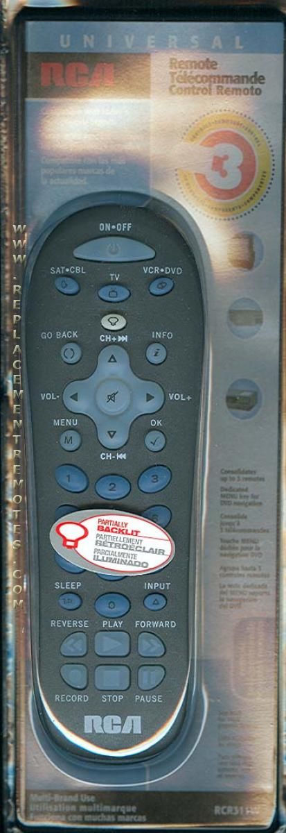 RCA RCR311W 3-Device Universal Remote Control