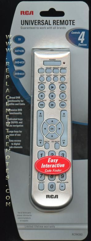 RCA RCR4383 4-Device Universal Remote Control