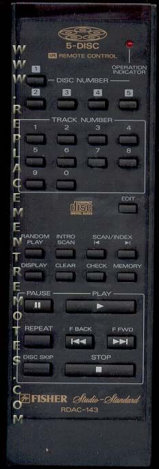 Fisher RDAC143 Audio Remote Control