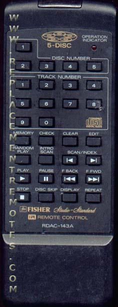 Fisher RDAC143A Audio Remote Control