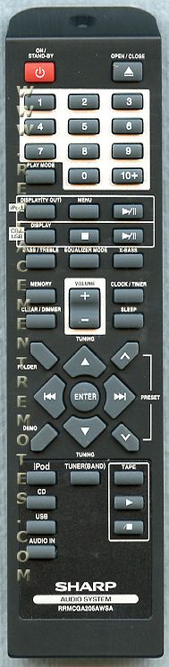 Sharp RRMCGA205AWSA Audio Remote Control