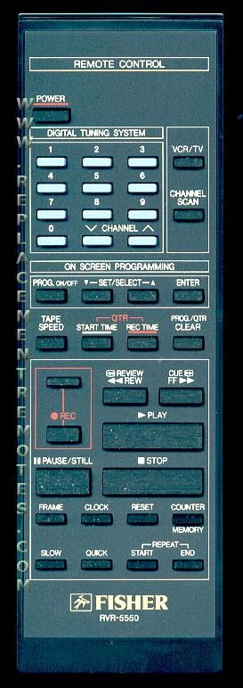 Fisher RVR5550 VCR Remote Control