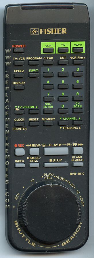 Fisher RVR4910 VCR Remote Control