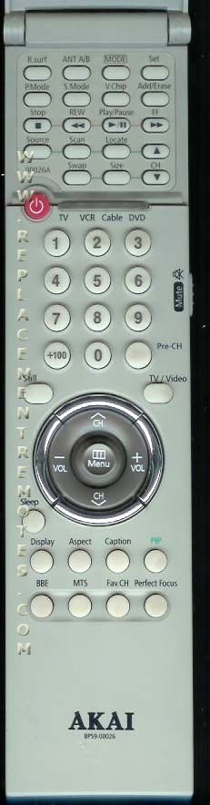 Akai 00026A TV Remote Control