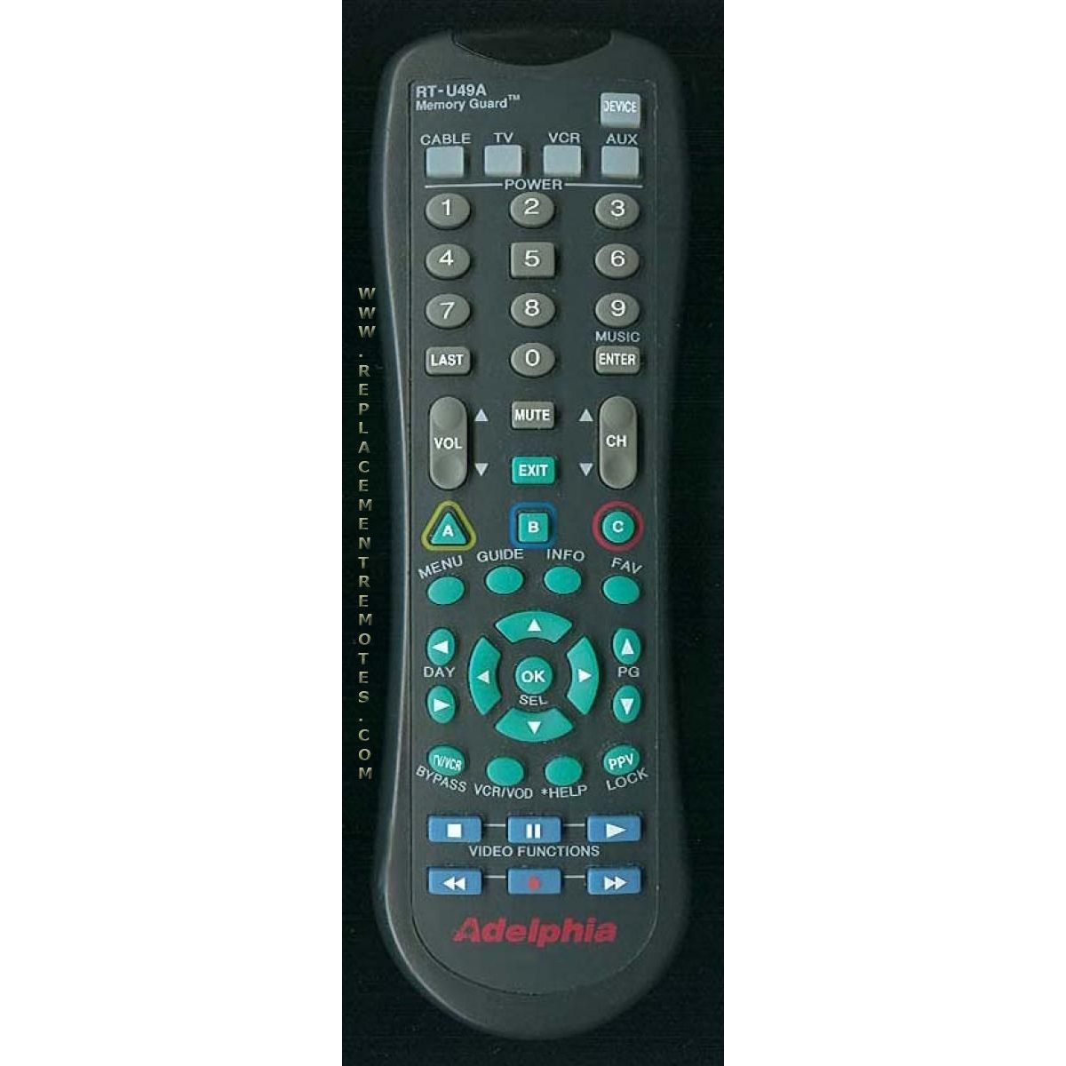 Adelphia RTU49A Cable Remote Control