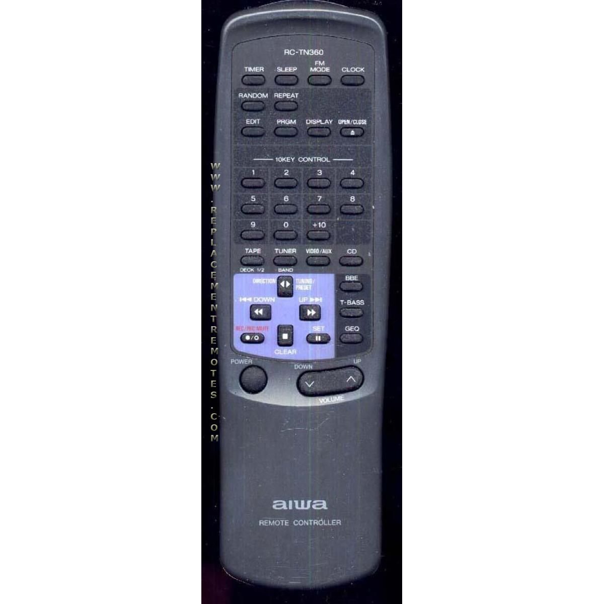 Aiwa RCTN360 Audio Remote Control