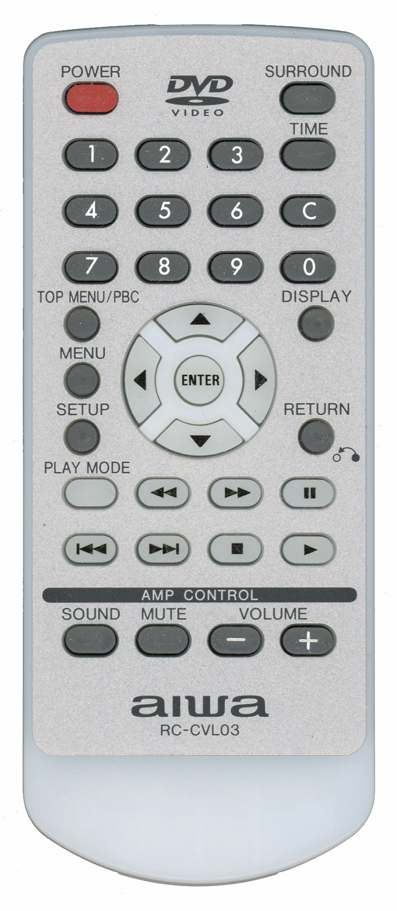 Aiwa RCCVL03 DVD Remote Control