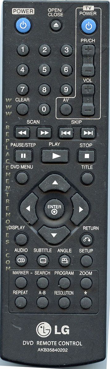 LG AKB35840202 DVD Remote Control